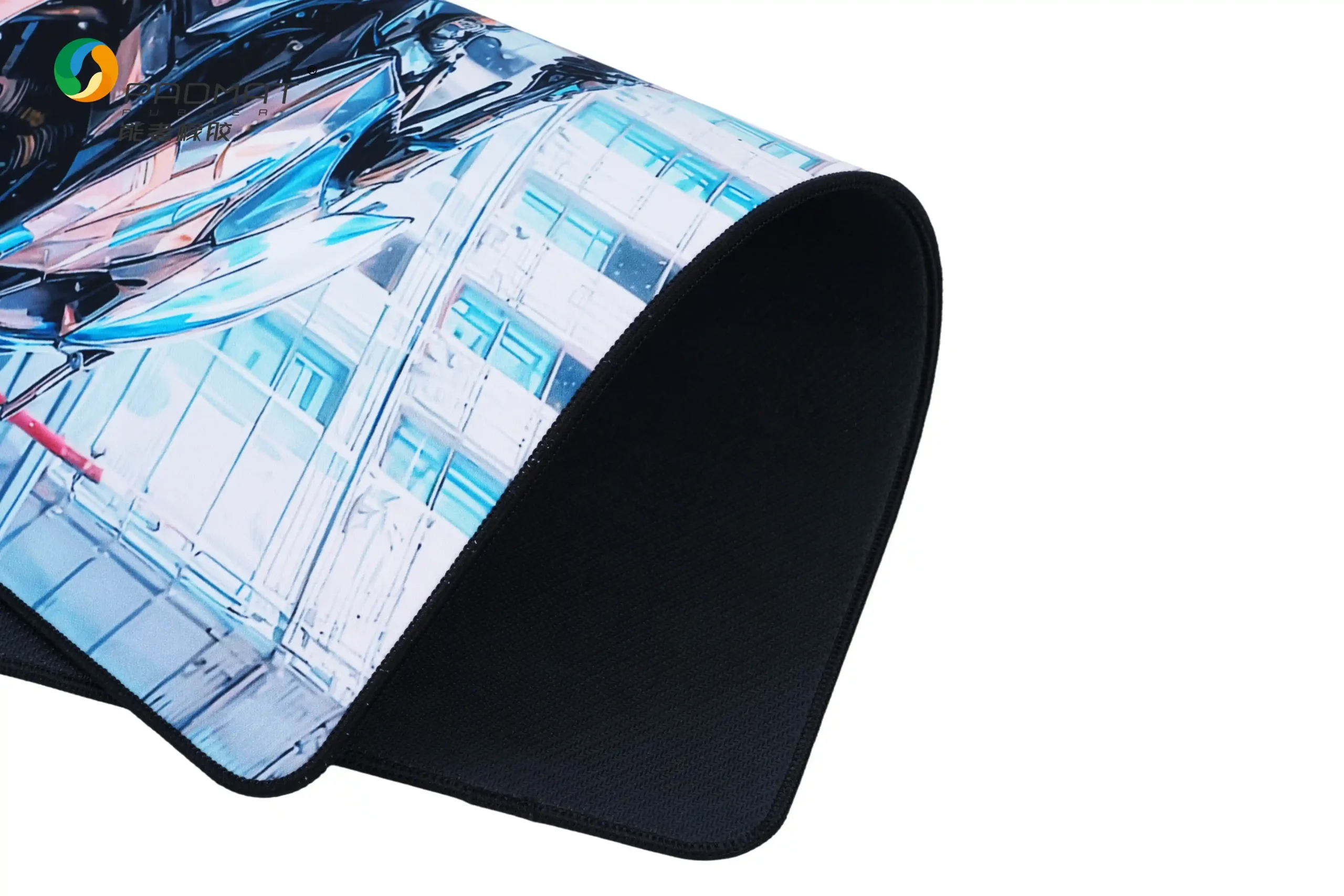 Flying Fox mouse pad with sandy-grain diamond surface, low-friction X/Y tracking, conglomerate-texture natural rubber base, OEM/ODM customization