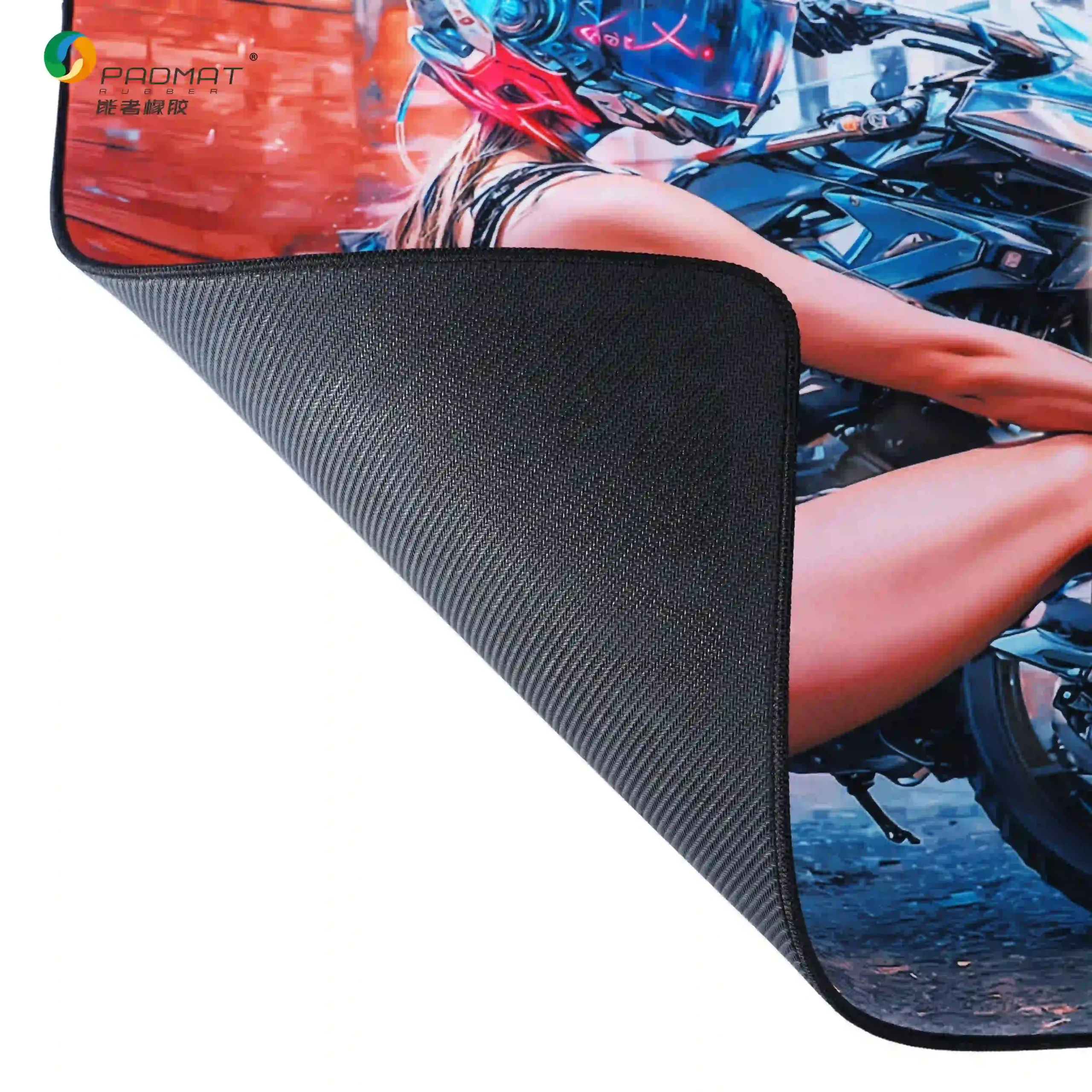 Flying Fox mouse pad with sandy-grain diamond surface, low-friction X/Y tracking, conglomerate-texture natural rubber base, OEM/ODM customization