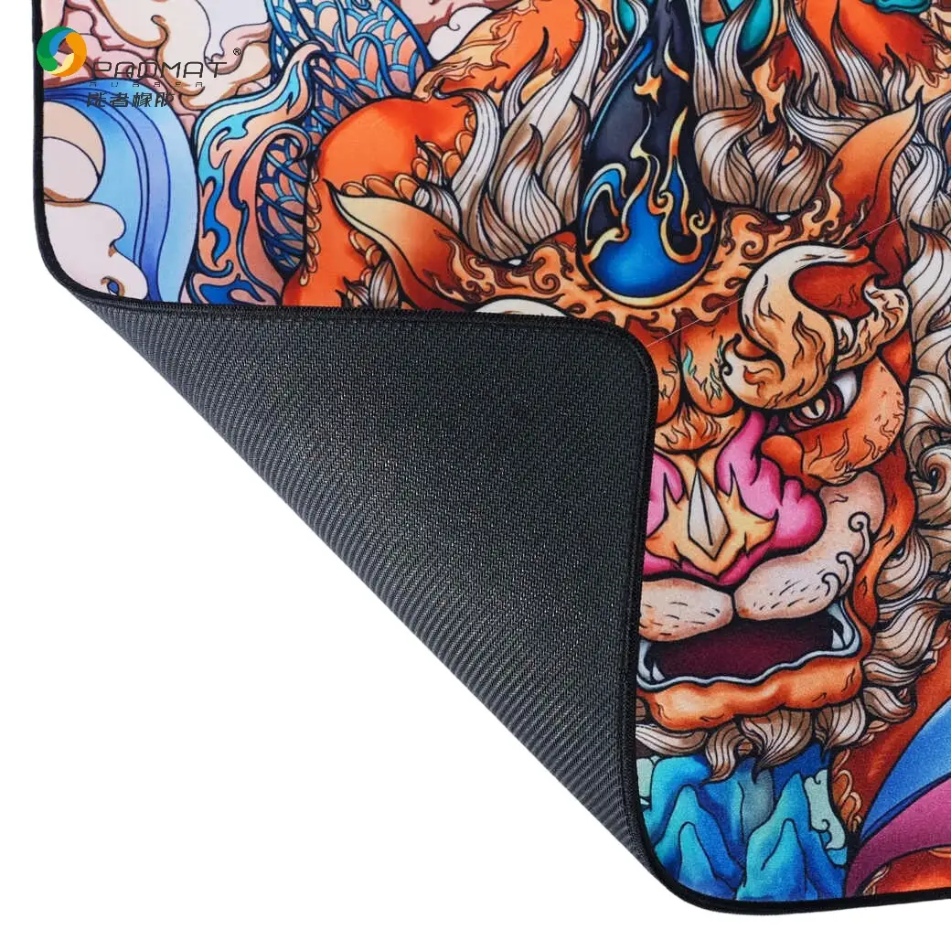 Cloth gaming mouse pad featuring a high-density bright woven fabric surface and natural rubber base for smooth control and stability.