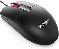Black wired optical mouse showing precise tracking performance on custom mouse pad surfaces