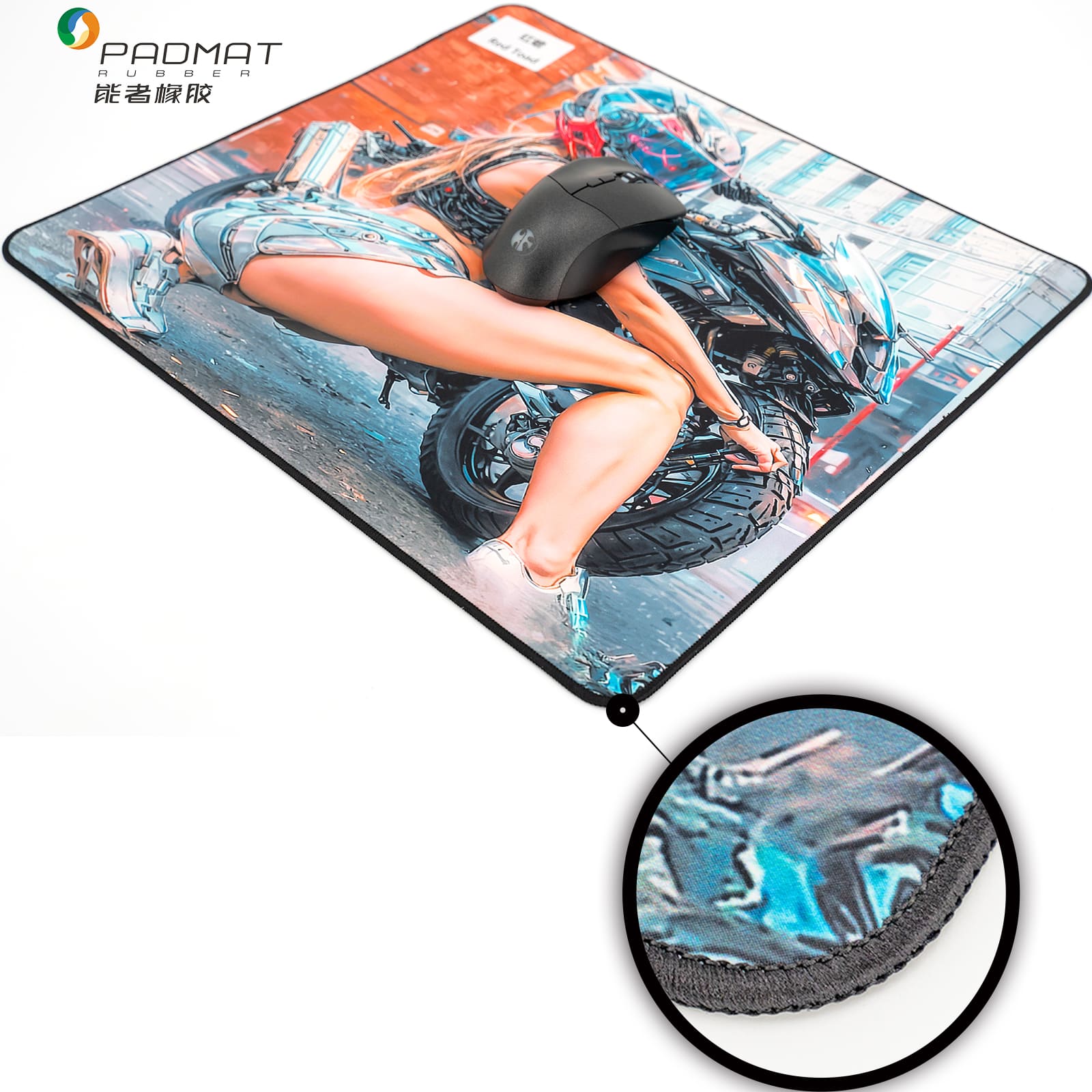 Balanced gaming mouse pad with a woven surface and natural rubber base, produced by a professional gaming mouse pad manufacturer Padmat Rubber for OEM applications.