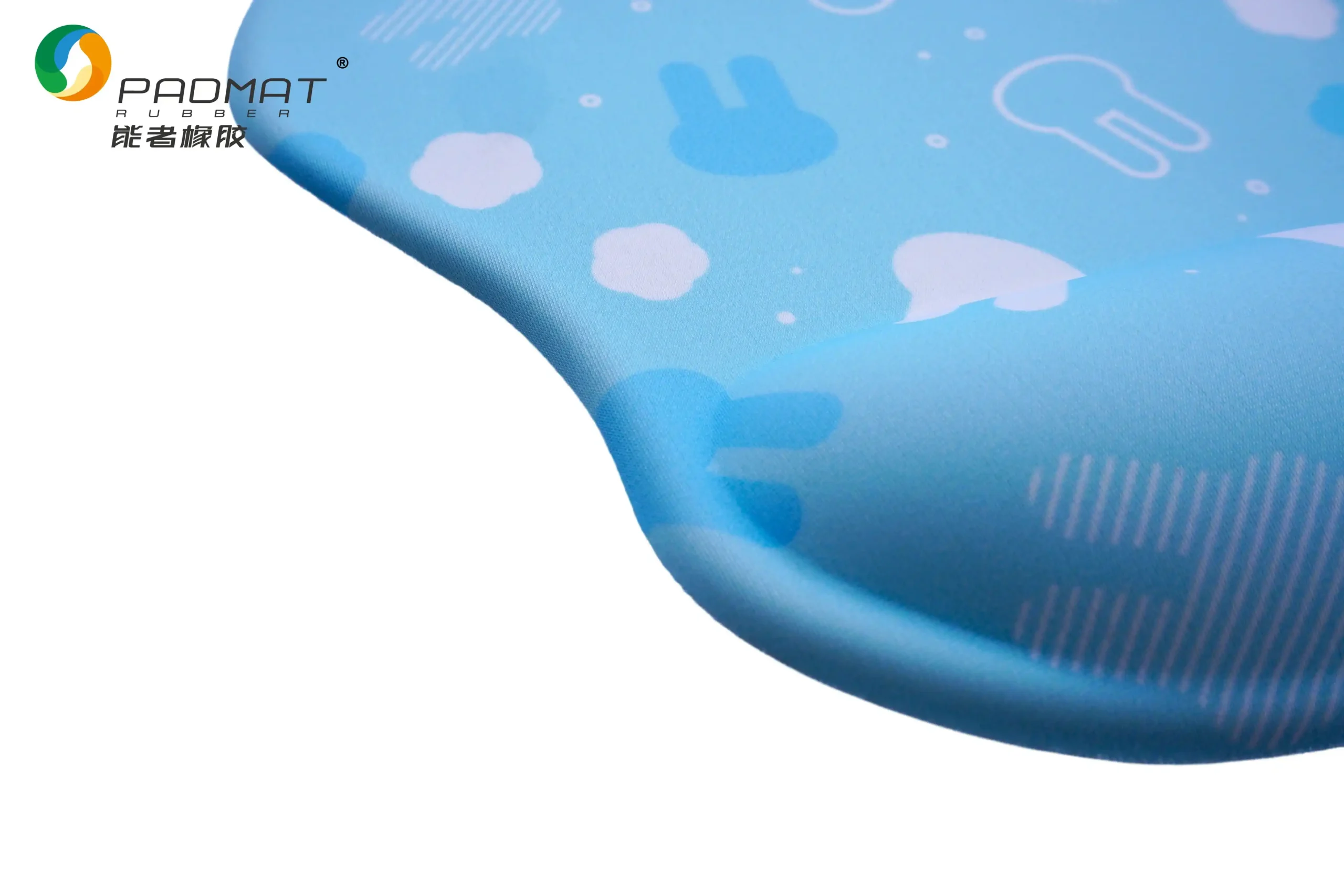 PADMAT Cute Bunny Pattern Ergonomic Memory Foam Wrist Rest, Light Blue Hand Support for Office Gaming