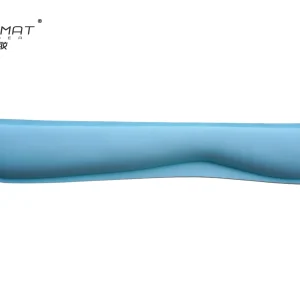 Full front view of PADMAT light blue memory foam wrist rest with ergonomic curved shape