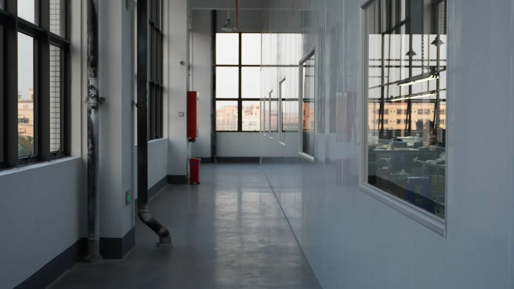 Clean factory corridor at Padmat Rubber custom mousepad manufacturing facility