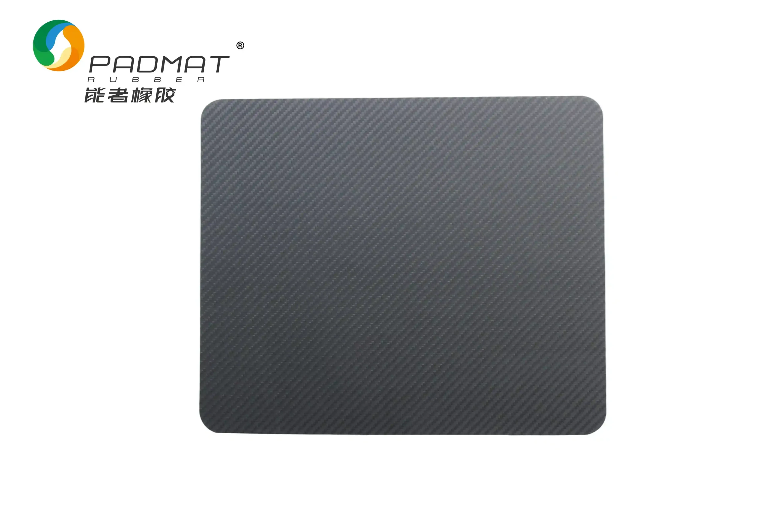 Carbon Fiber gaming mouse pad full top view showing high-end carbon fiber twill and plain weave texture with premium frosted coating.