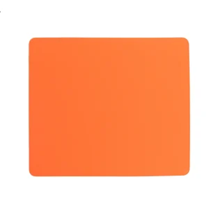 Flame Beast gaming mouse pad with solid orange surface and rounded corners, designed for balanced sliding resistance and consistent control.