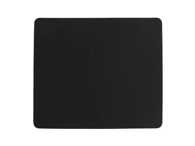 Solid black Luolan gaming mouse pad, micro-cooling lint-free glossy surface, balanced glide & control, lightweight stable PORON base