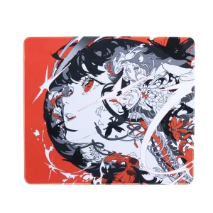 Anime printed Shadow Wolf mouse pad, directional micro-grid woven surface with axis-balanced friction for steady glide & precise fine aiming