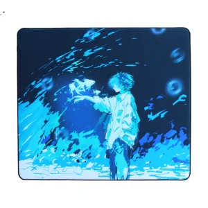Unicorn gaming mouse pad featuring deep blue anime artwork with a boy reaching for a glowing crystal, designed for balanced and precise tracking.