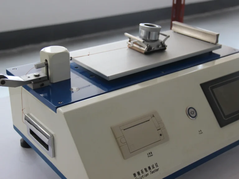 Friction Coefficient Tester applied to test sliding performance of gaming mouse pad surface materials in Patmat laboratory