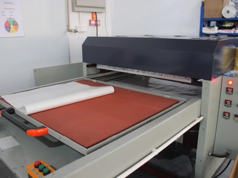 Heat transfer printing equipment located in Patmat sample room, applied for custom mouse pad sample proofing